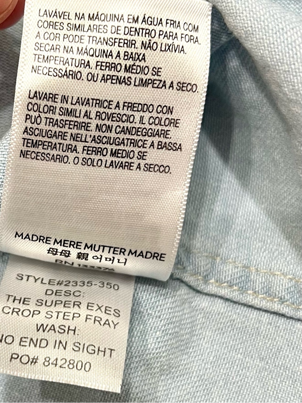 MOTHER The Super Ex's Crop Step Fray Button Down Shirt Small No End In Sight - Picture 14 of 14